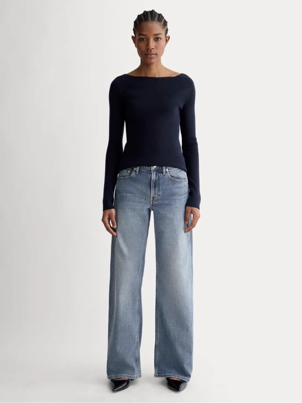 Everlane Wide Leg Barrel Jean Organic Cotton Medium Blue Wash Mid Rise US29R